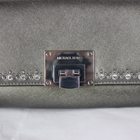 Michael Kors Tina Clutch Jeweled Dark Silver - Picture 3 of 5